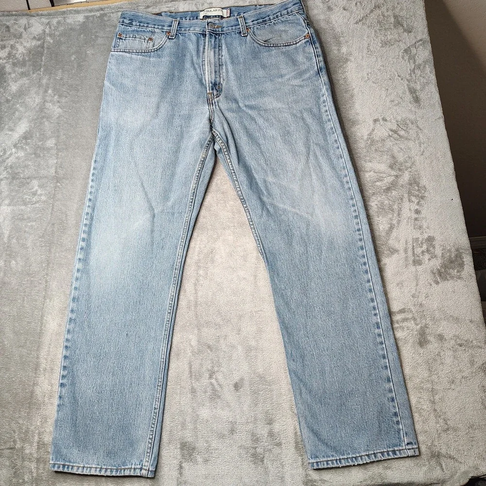 Y2K Levi's 505 Regular Fit Jeans Mens 38x34 Light Wash Blue Straight Leg Cotton